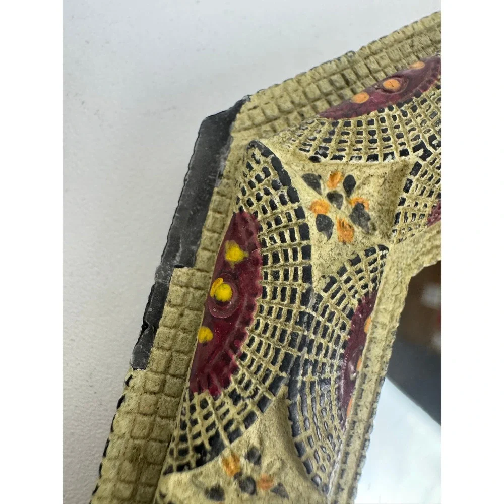 VTG Hand Painted Boho Mosaic Mini Wall Mirrors Textured Resin